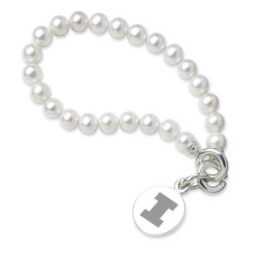 615789068099: Univ of Illinois Pearl Bracelet with SS Charm