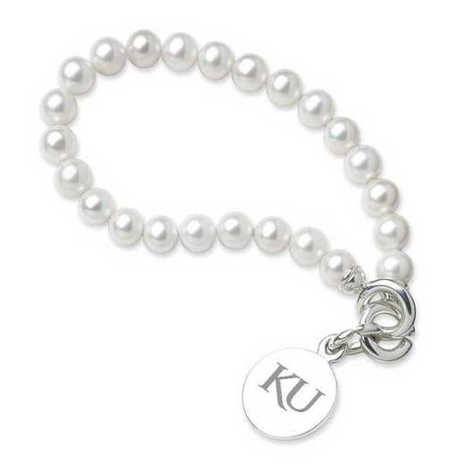 615789841500: Univ of Kansas Pearl Bracelet with SS Charm