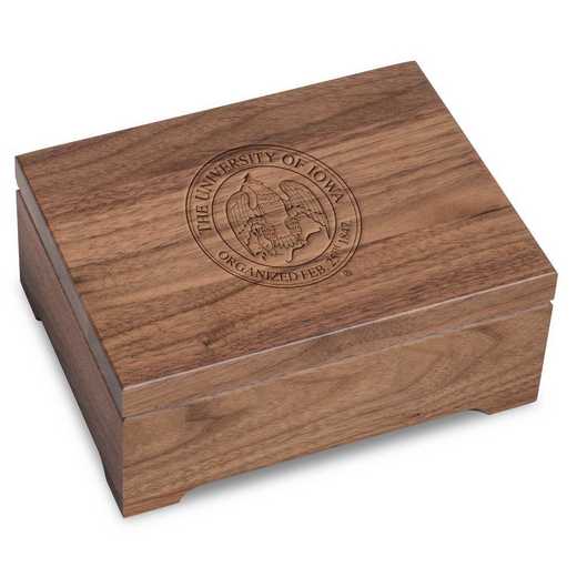 615789977131: Univ of Iowa Solid Walnut Desk Box