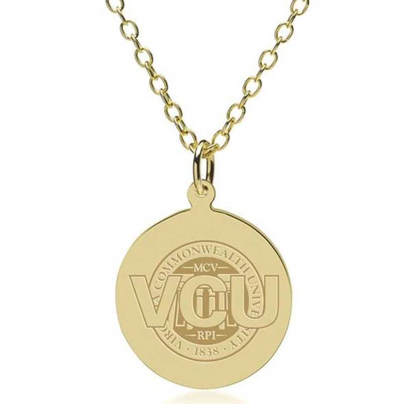 615789228530: VCU 14K Gold Pendant & Chain by M.LaHart & Co.