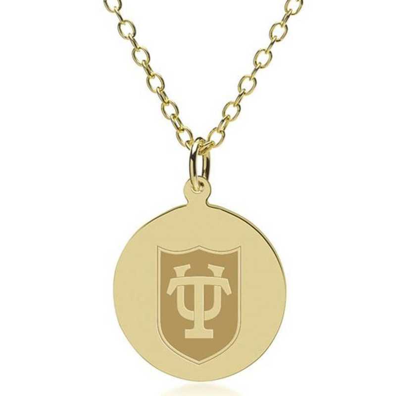 615789862024: Tulane 14K Gold Pendant & Chain by M.LaHart & Co.