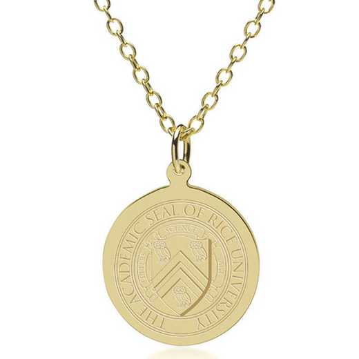 615789095163: Rice University 18K Gold Pendant & Chain by M.LaHart & Co.