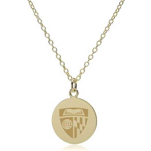 615789423065: Johns Hopkins 18K Gold Pendant & Chain by M.LaHart & Co.