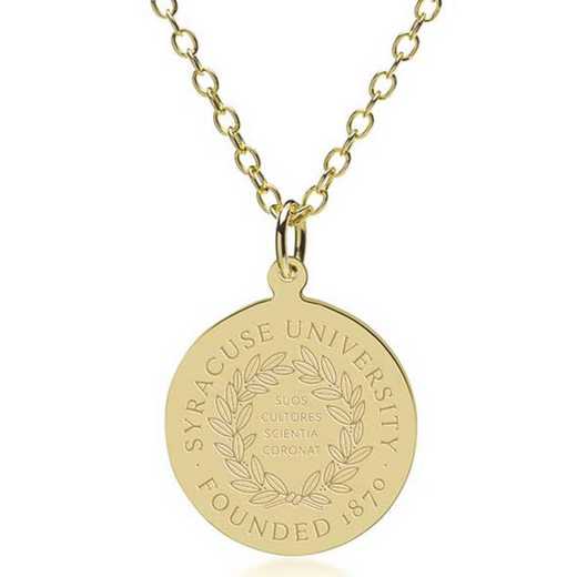 615789733287: Syracuse University 18K Gold Pendant & Chain by M.LaHart & Co.