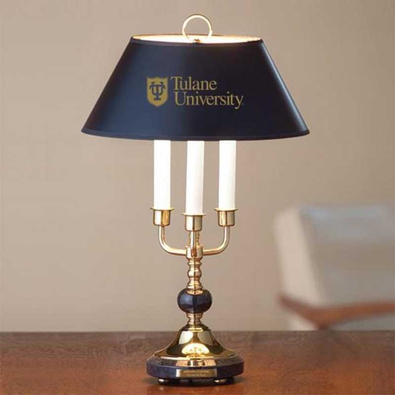 615789477945: Tulane University Lamp in Brass & Marble