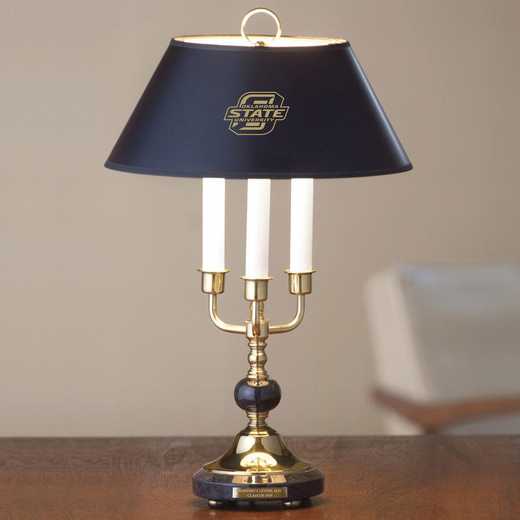 615789793502: Oklahoma State University Lamp in Brass & Marble