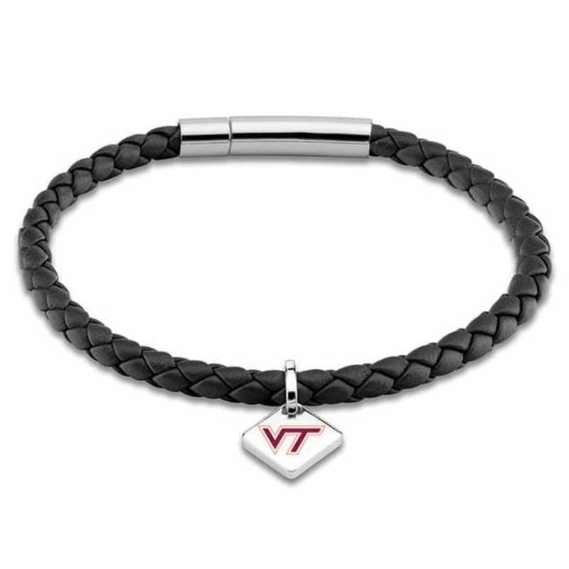 615789417040: VT Leather Bracelet w/SS Tag - Black