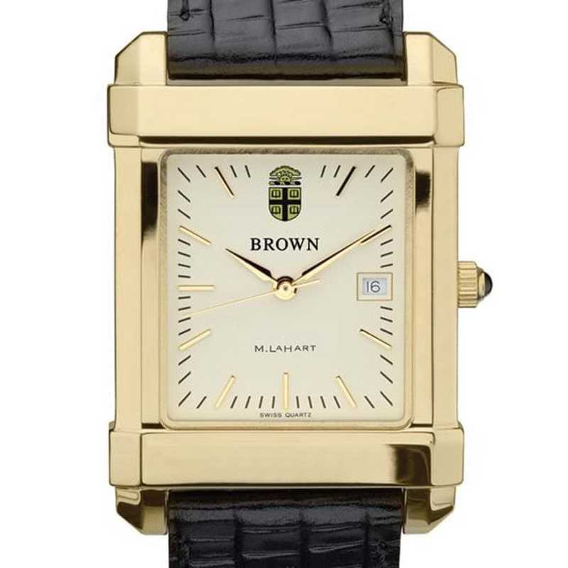 615789712220: Brown Men's Gold Quad Watch W/ Leather Strap