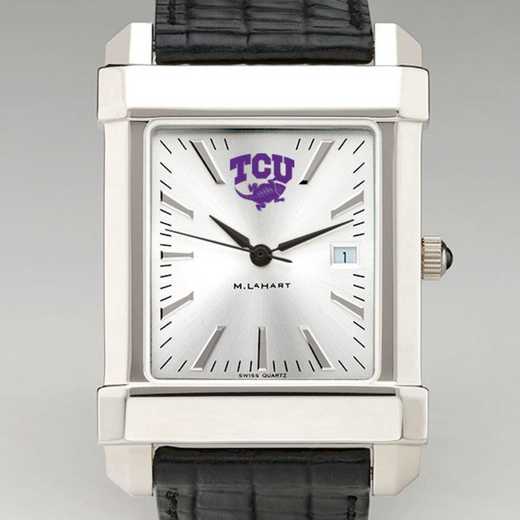 615789742968: Texas Christian Univ Men's Collegiate Watch W/ Leather Strap