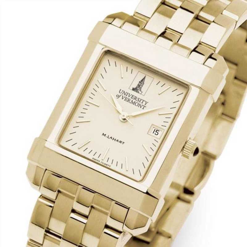 615789265337: UVM Men's Gold Quad Watch with Bracelet