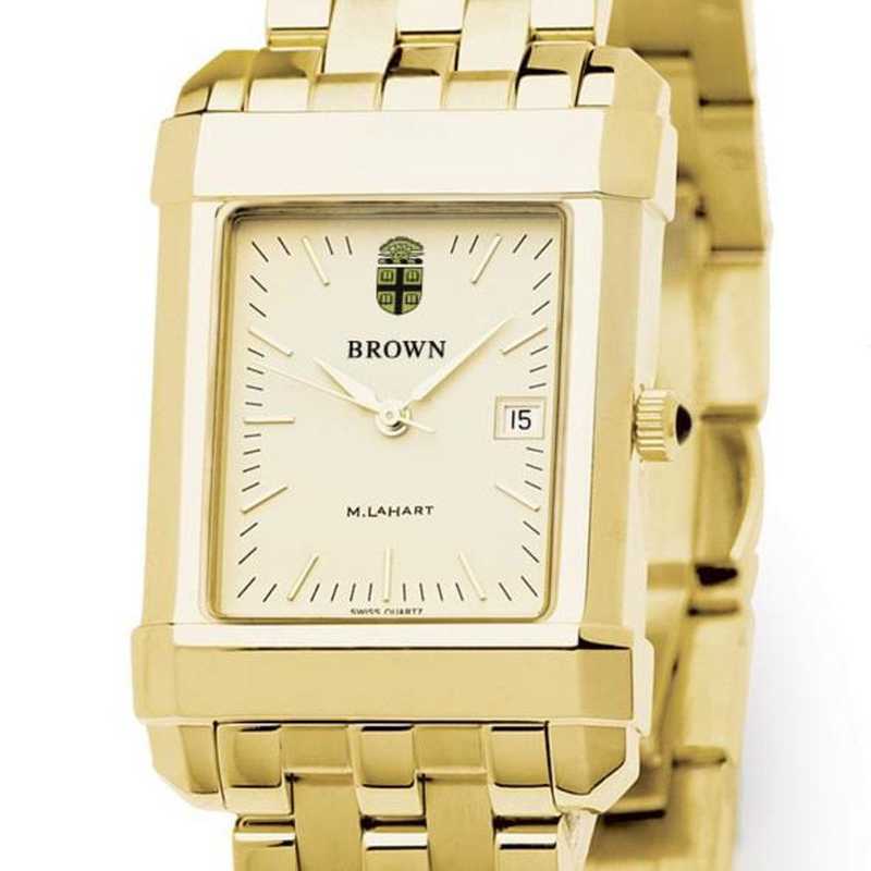 615789290643: Brown Men's Gold Quad Watch with Bracelet
