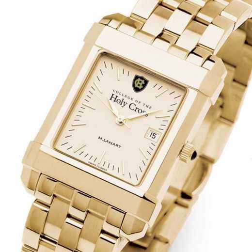 615789675051: Holy Cross Men's Gold Quad Watch with Bracelet