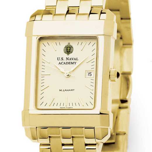 615789695752: USNA Men's Gold Quad Watch with Bracelet