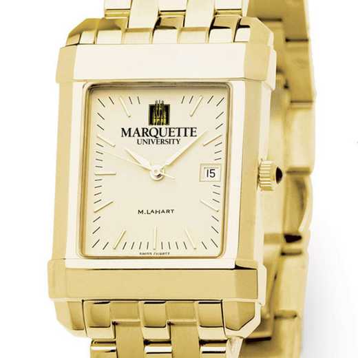 615789889212: Marquette Men's Gold Quad Watch with Bracelet