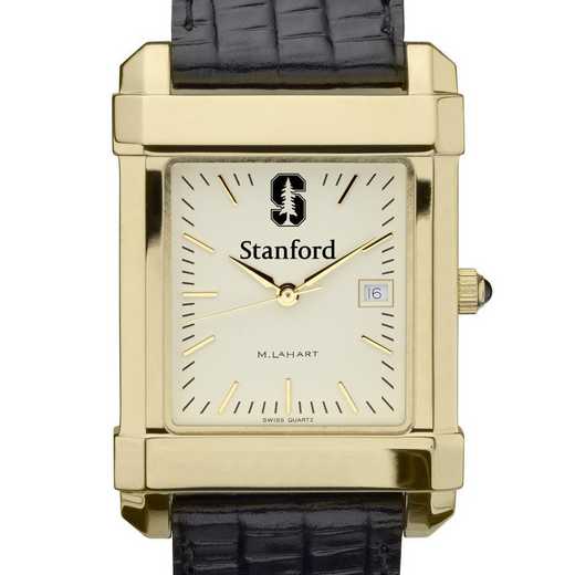 615789059691: Stanford Men's Gold Quad Watch W/ Leather Strap
