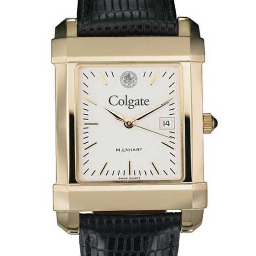 615789381136: Colgate Men's Gold Quad w/ Leather Strap