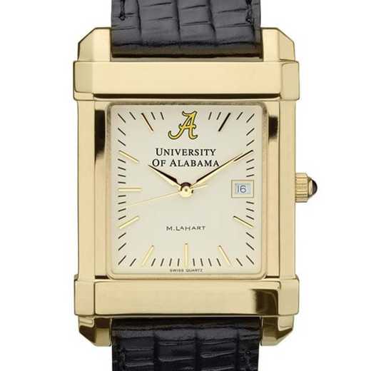 615789917243: Alabama Men's Gold Quad Watch W/ Leather Strap