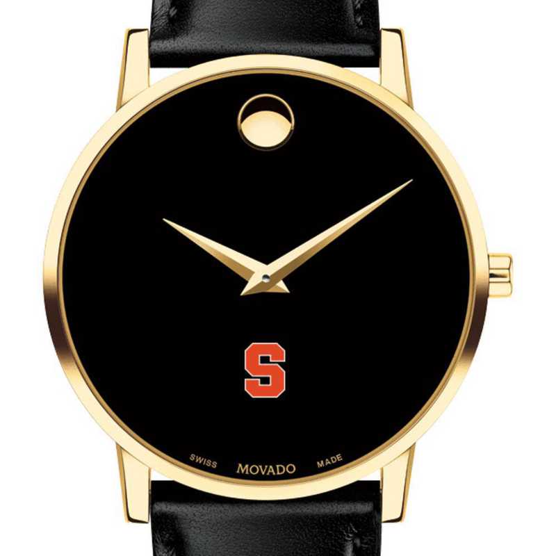 615789472070: Syracuse Univ Men's Movado Gold Museum Classic Leather