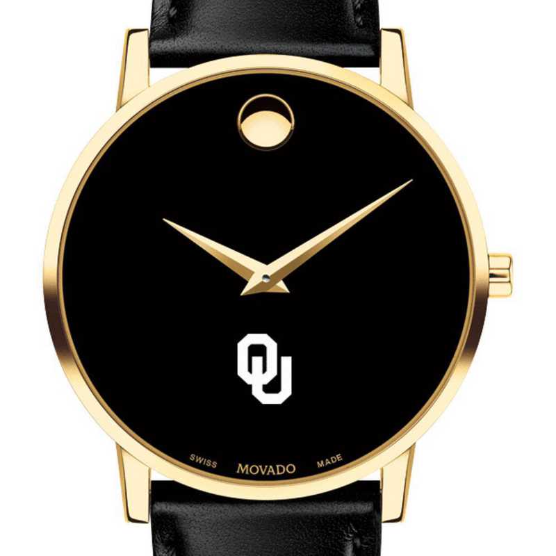 615789950479: U of Oklahoma Men's Movado Gold Museum Classic Leather