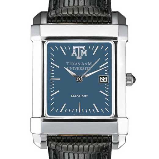615789411017: Texas A&M Men's Blue Quad Watch W/ Leather Strap