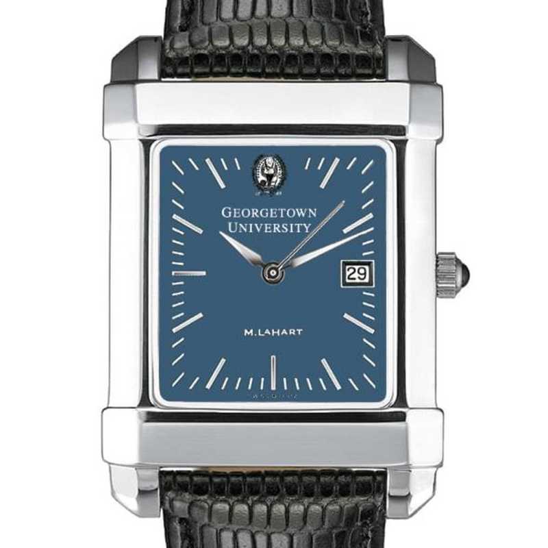 615789831938: Georgetown Men's Blue Quad Watch W/ Leather Strap