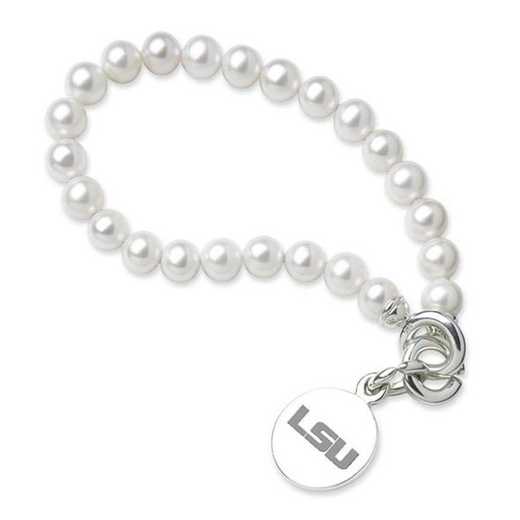 615789021933: LSU Pearl Bracelet W/ SS Charm