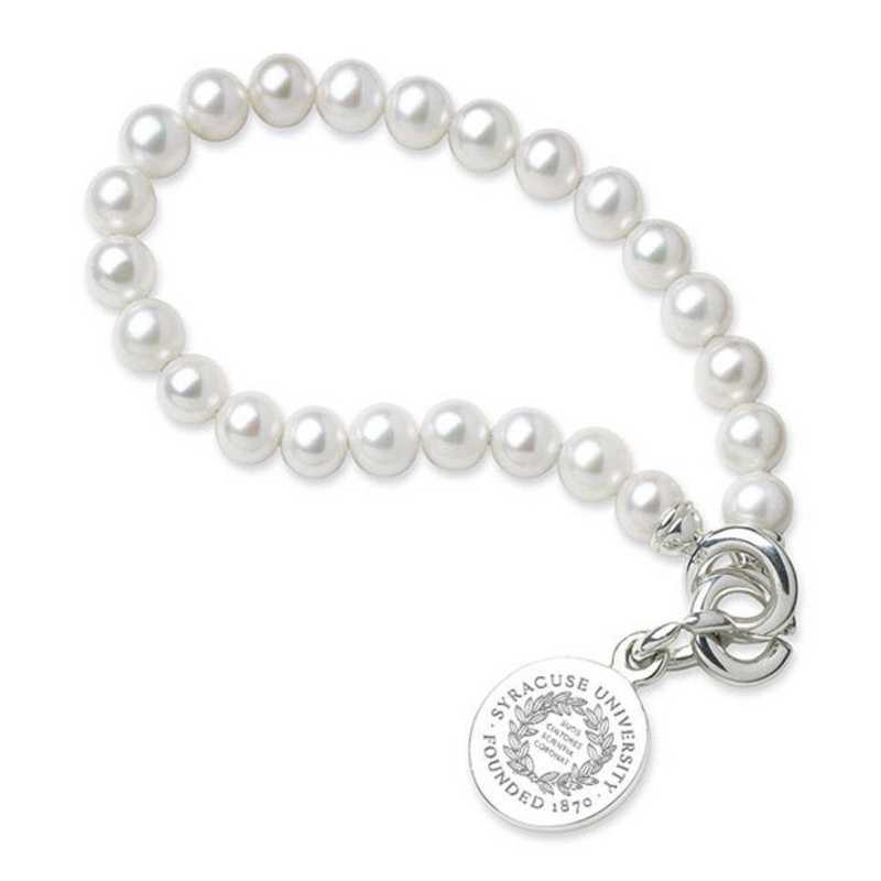 615789074793: Syracuse UNIV Pearl Bracelet W/ SS Charm