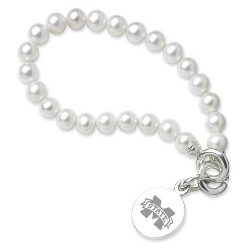 615789079866: Mississippi ST Pearl Bracelet W/ SS Charm