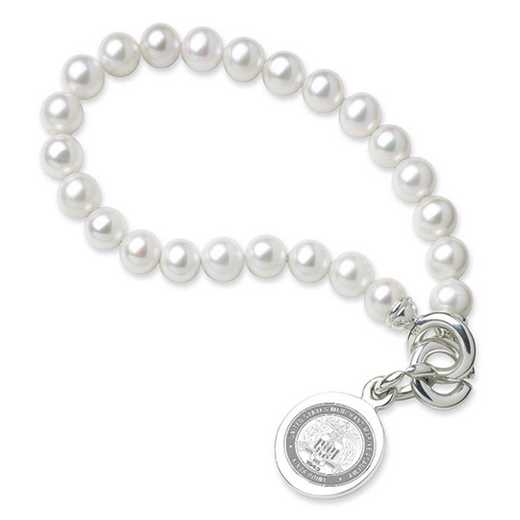 615789187165: Merchant Marine Academy Pearl Bracelet W/ SS Charm