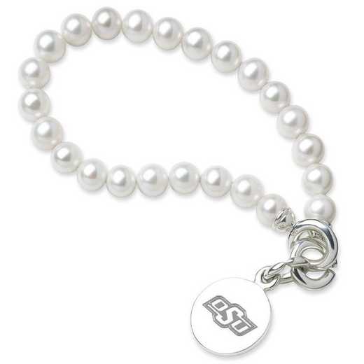 615789209799: Oklahoma ST UNIV Pearl Bracelet W/ SS Charm