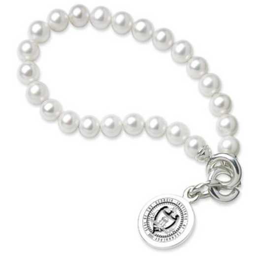 615789249337: Georgia Tech Pearl Bracelet W/ SS Charm