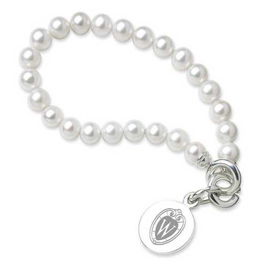 615789259916: Wisconsin Pearl Bracelet W/ SS Charm
