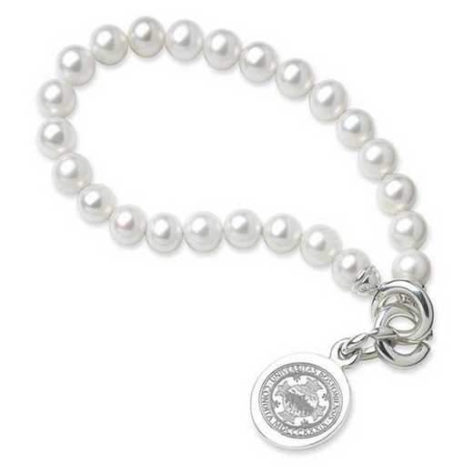 615789317425: Boston UNIV Pearl Bracelet W/ SS Charm