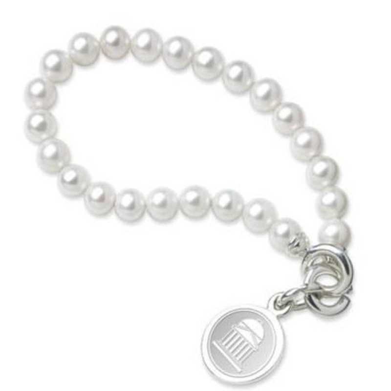 615789327325: SMU Pearl Bracelet W/ SS Charm