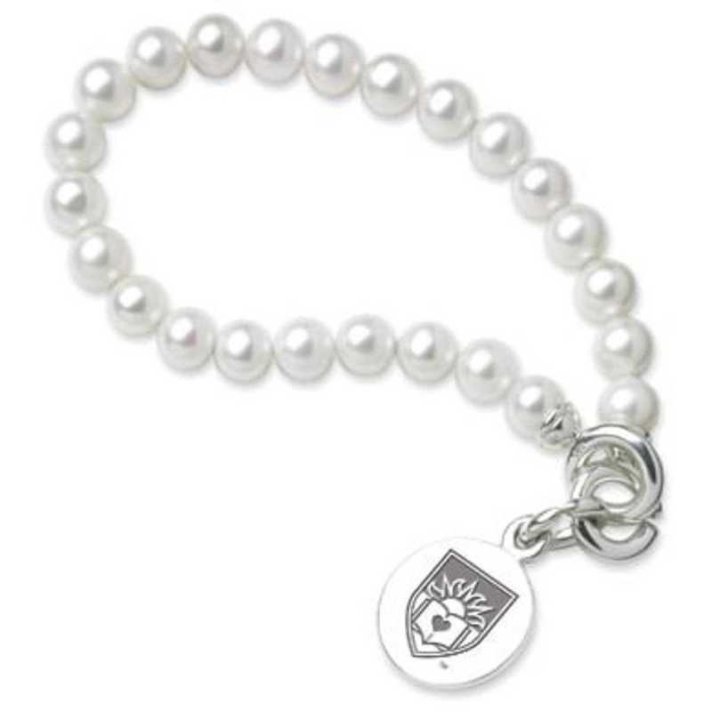 615789336594: Lehigh Pearl Bracelet W/ SS Charm