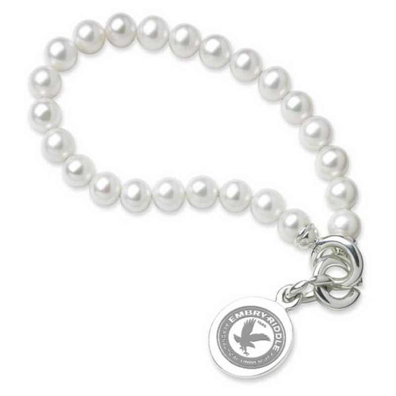 615789487098: Embry-Riddle Pearl Bracelet W/ SS Charm