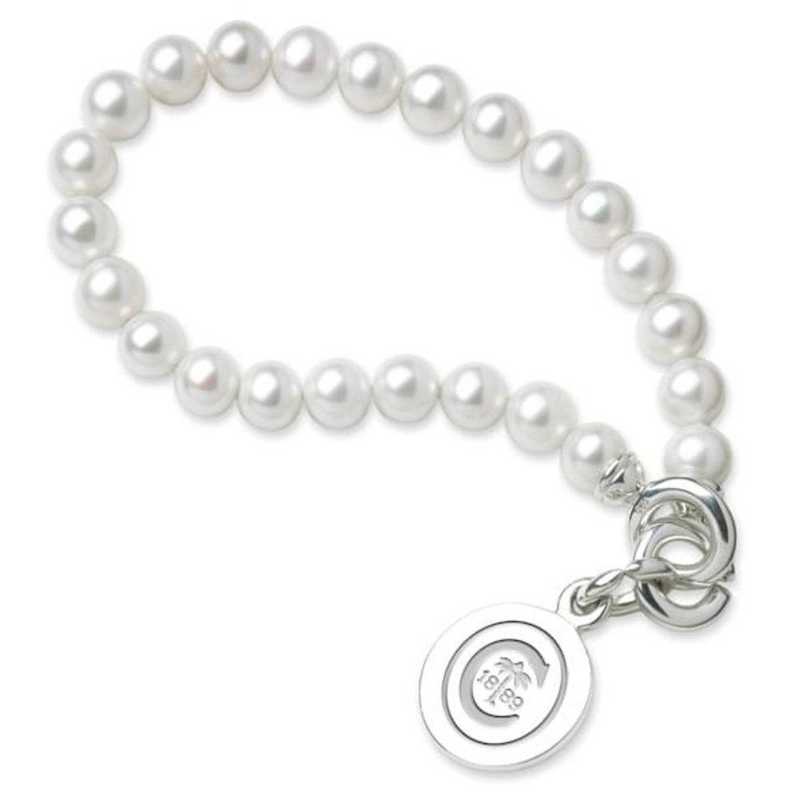 615789629757: Clemson Pearl Bracelet W/ SS Charm