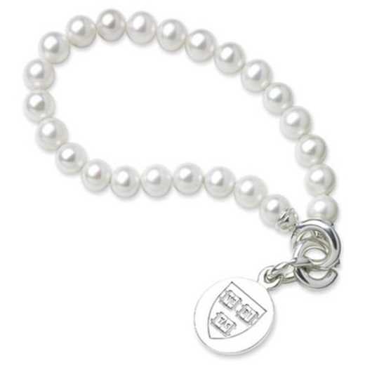 615789701484: Harvard Pearl Bracelet W/ SS Charm