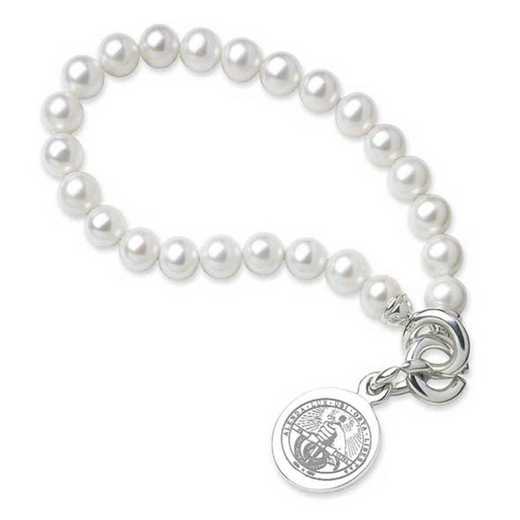 615789892823: Davidson College Pearl Bracelet W/ SS Charm