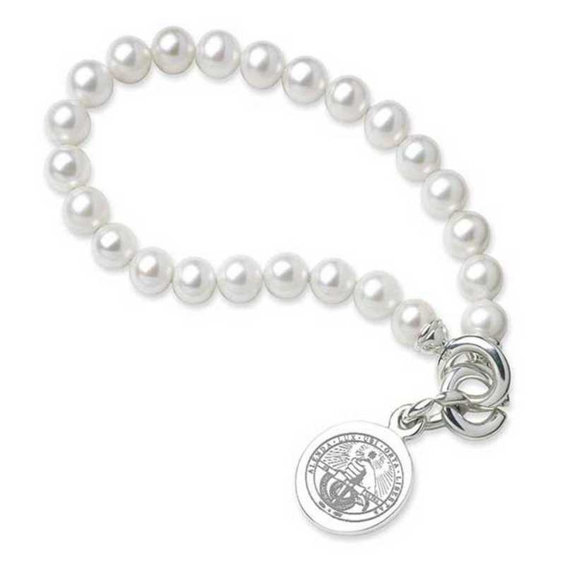 615789892823: Davidson College Pearl Bracelet W/ SS Charm