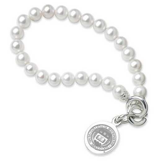615789964421: Boston College Pearl Bracelet W/ SS Charm