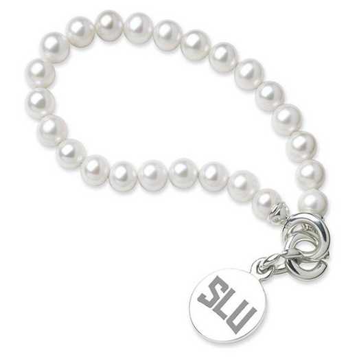 615789972921: Saint Louis UNIV Pearl Bracelet W/ SS Charm