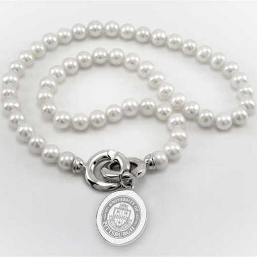 615789107590: Pitt Pearl Necklace W/ SS Charm