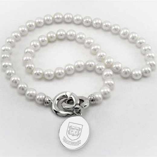 615789142669: Yale Pearl Necklace W/ SS Charm