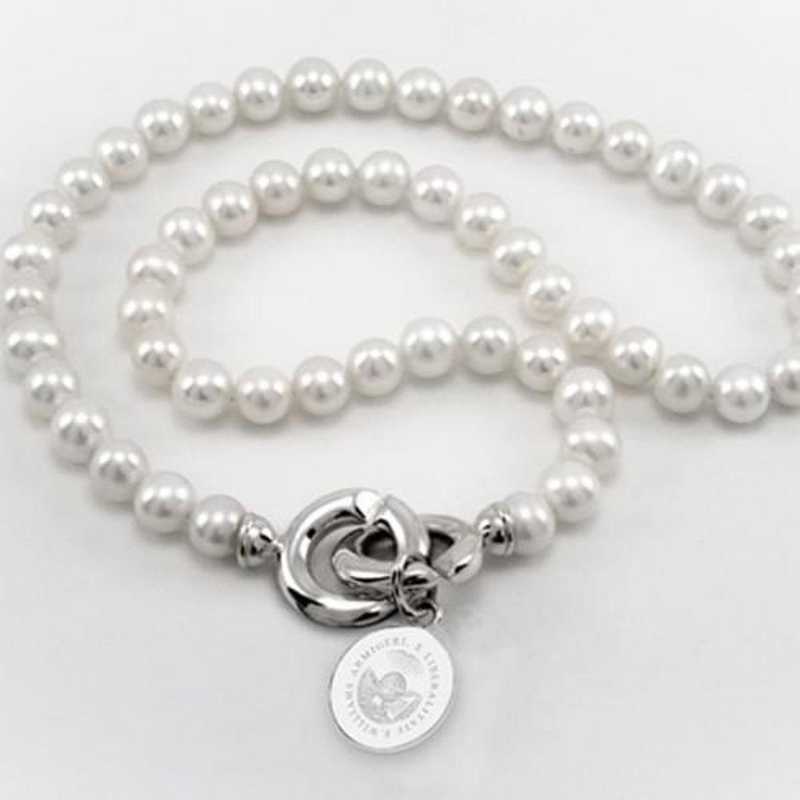615789247623: Williams College Pearl Necklace W/ SS Charm