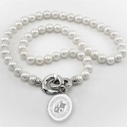 615789424567: Virginia Tech Pearl Necklace W/ SS Charm