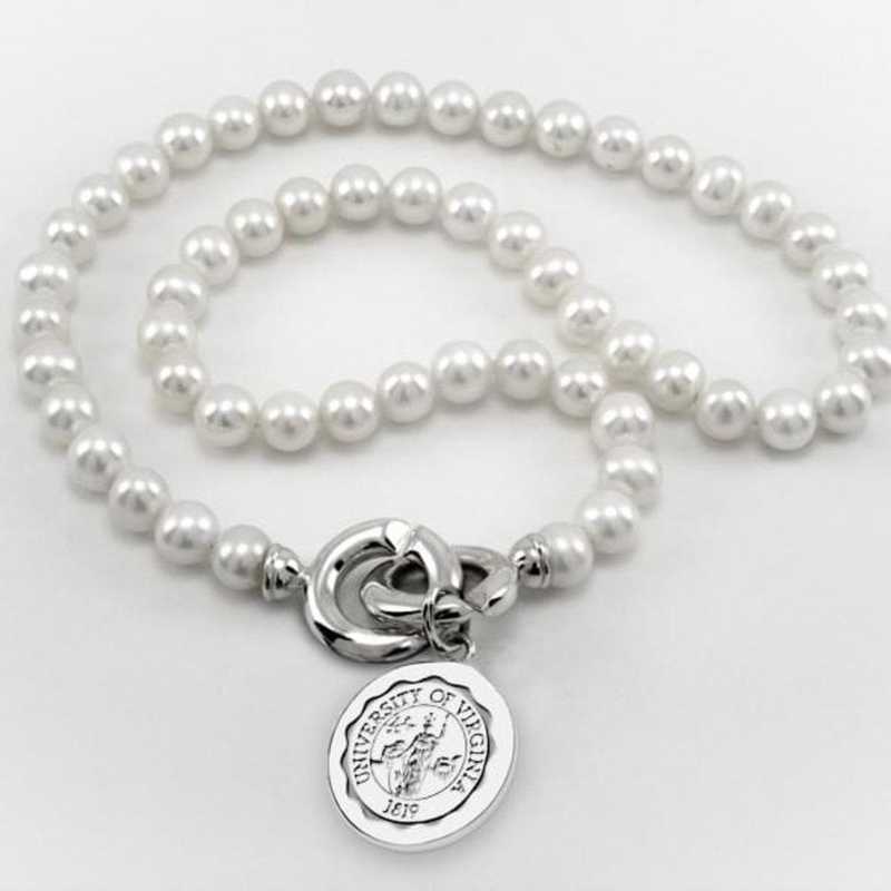 615789772323: UVA Pearl Necklace W/ SS Charm