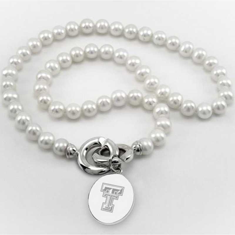 615789846000: Texas Tech Pearl Necklace W/ SS Charm