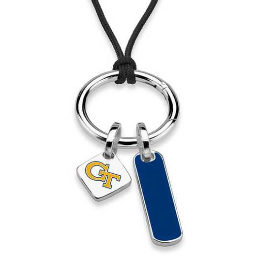 615789762508: Georgia Tech Silk Necklace W/ Enamel Charm & SS Tag