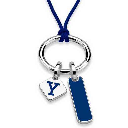 615789842545: Yale UNIV Silk Necklace W/ Enamel Charm & SS Tag